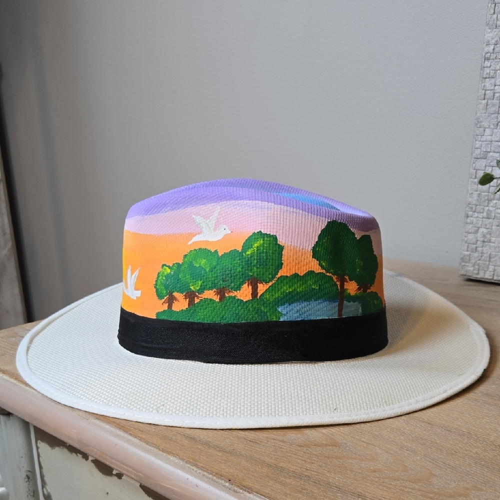 Hand-Painted Panama Style Hat Authentic Artisan Hat Made In Colombia